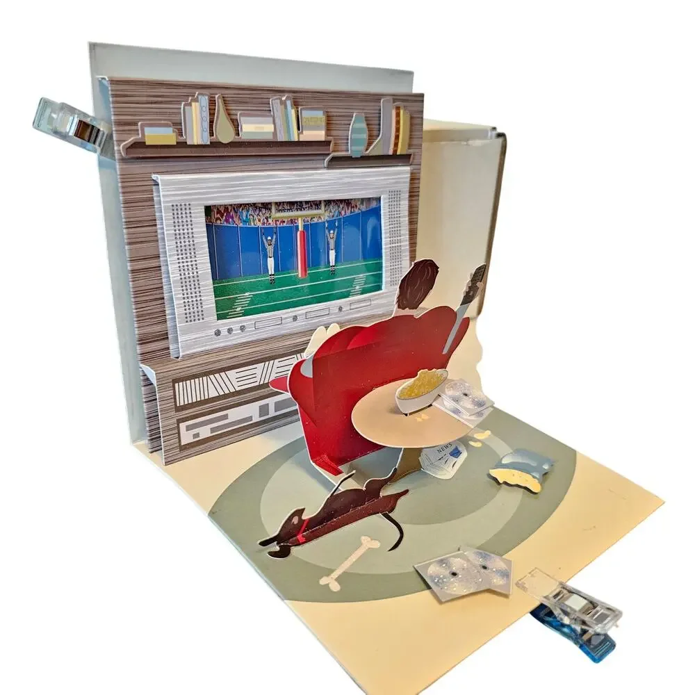 Father's Day Pop Up Card 3D Couch Potato Birthday Dad Dog Up With Paper